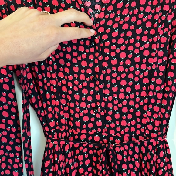 Long sleeve mini dress with apple pattern - Picture 4 of 11